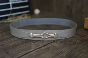 Breiter Damen Elastikgürtel mit goldenem Metallverschluss für Kleider und Mäntel.