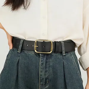 Retro Genuine Leather Belt For Men Women Vintage Casual Top Layer Cowhide Waistband Metal Pin Buckle Jeans Belt