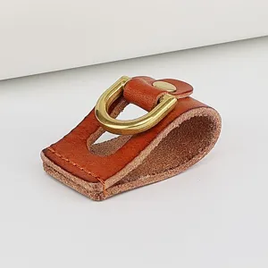 Handmade leather belt loop key holder with brass D-ring for men daily waist hanging