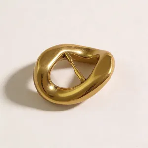 Irregular gold metal belt buckle accessory, vintage zinc alloy design for stylish outfits.