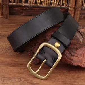 Vintage echt lederen riem voor heren met duurzame messing gesp casual retro stijl detail