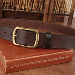 Amerikaanse retro handgemaakte echt lederen riem voor heren, casual vintage heupriem.