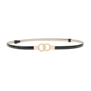 Women thin patent leather belt elegant dress waist chain chic fashion minimalist accessory