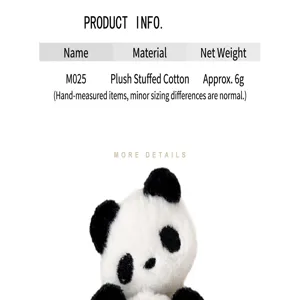Detailed view of plush panda head accessory showing soft texture and product info.