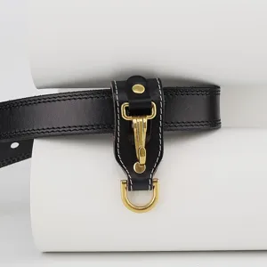 Top layer cowhide leather belt key holder, men waist hanging accessory, durable brass hardware.
