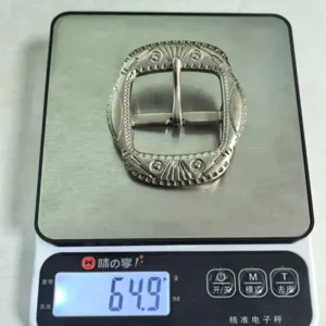 Vintage zinc alloy belt buckle replacement with detailed floral engraving for 38mm straps.