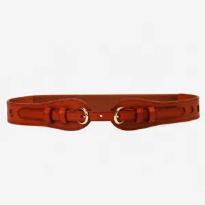 Women Wide Belt Genuine Leather Corset Elastic Waist Band Casual Dress Coat Metal Pin Buckle Fashion Belt