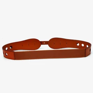 Women's brown genuine leather elastic waist belt wide dress waist seal fashion accessory