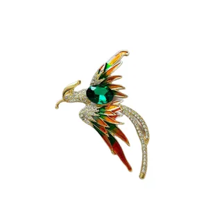 Fashion vintage rhinestone drip oil phoenix brooch elegant temperament clothes accessories main