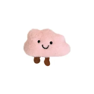 Broche en peluche nuage rose et pendentif de sac avec un visage souriant mignon