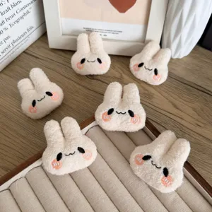Cute Cartoon Long-Eared Bunny Plush Doll Handmade DIY Accessory For Clothes Shoes Bags Embroidered Rabbit Head Decoration