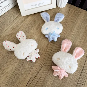 Adorables porte-clés lapin en peluche avec motifs à carreaux et pois pour les sacs