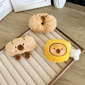 Schattige pluche capibara brood- en donutbedeltjes voor tassen en broche-accessoires