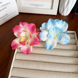 Lot de deux pinces à cheveux en tissu orchidée de style bohème pour accessoires de plage d'été