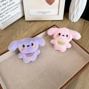 Paire de charms chien en peluche mignons pour sacs et porte-clés