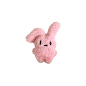 Accessoire de tête de lapin en peluche rose mignon pour sacs ou vêtements, broche lapin