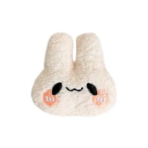 Adorable cream plush long-eared rabbit head DIY accessory for clothing and bags decoration