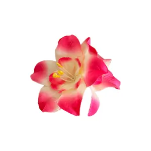 Barrette à cheveux orchidée en tissu rose dégradé style bohème pour les vacances