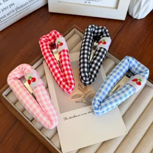 Pinces à cheveux cerise à carreaux pour filles, lot de 4 grands accessoires sucrés