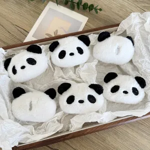Cute cartoon panda plush head accessories for DIY clothing bags and hats decoration