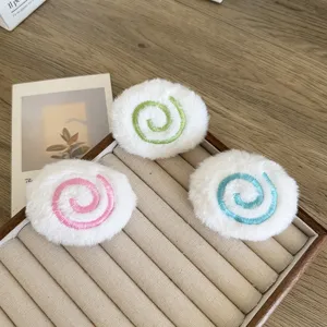 Lot de jolis patchs DIY sucettes en peluche blanche avec des motifs de spirales brodés colorés