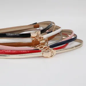 Dames smalle lakleer taille riem set meerkleurig metalen gesp jurk mode accessoire