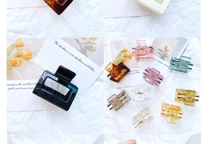 Korean minimalist hollow geometric hair claw clips set in various elegant colors