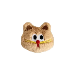 Adorable broche tête de chat en peluche marron pour sacs et décoration de vêtements