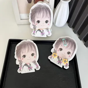 Étiquettes en carton fille de dessin animé pour accessoires de cheveux DIY