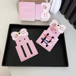 Cartes de présentation rose pour pinces à cheveux avec texte Hand Made pour emballage