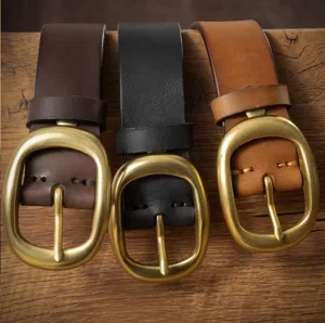 Vintage women's leather belt detail view, casual pin buckle design with premium cowhide.