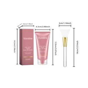 VIARELINE masque peel-off au collagene dimensions detaillees et set de pinceau.