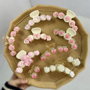 Set aus süßen Haarspangen mit Blumen- und Pfirsich-Motiven für Damen und Mädchen
