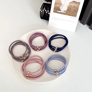Minimalist High Elastic Hair Ties For Women Nylon Gold Bead Decor Scrunchies Korean Style Hair Bands Fashion Hair Accessories