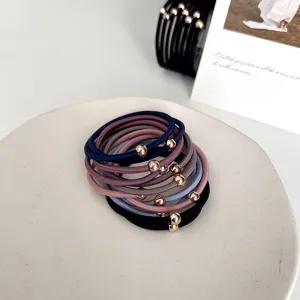Minimalist high-elasticity hair ties with rose gold beads in various colors