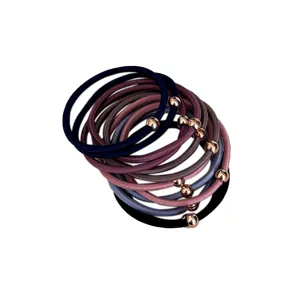 Set of multicolor high elastic hair ties with rose gold bead accents for women
