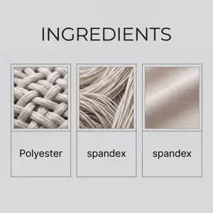 Gewebe Detailaufnahme zeigt atmungsaktives Polyester und Elasthan Material deutlich.