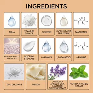 WOODSLEEP crème protectrice infographie détaillée des ingrédients de soin de la peau