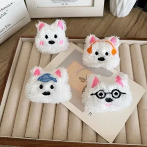 Cartoon Plush Westie Dog Embroidered Patch DIY Accessories For Clothes Bag Jewelry Brooch Plush Dog Pendant Hanging Decoration
