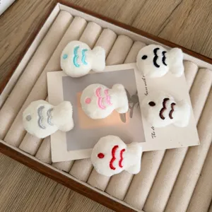 Set of six cute colorful plush fish brooches for DIY crafts and clothing accessories decoration