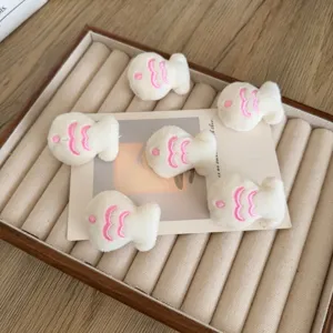 Cute cream-colored plush fish patches for DIY clothing, bags, and accessory decoration