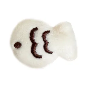 Cute white plush fish accessory for handmade DIY brooches or clothes decorations