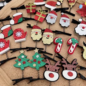 Glitzer Weihnachts-Haarclips Set mit Weihnachtsmann Motiven