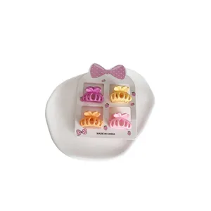 Lot de 4 mini pinces à cheveux mignonnes aux couleurs acidulées pour fillettes