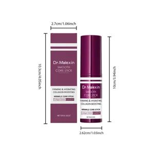 Dr. Malexin firming collagen core stick detail view showing product dimensions and packaging.