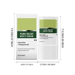 Genaue Abmessungen des Pore Relief Multi Balm Feuchtigkeitssticks und seiner Box