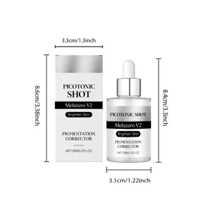 Facial essence dropper bottle with box showing 30ml capacity and brightening properties for skin care.