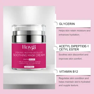 HOYGI beruhigende Gesichtsmaskencreme Detail mit feuchtigkeitsspendenden Wirkstoffen wie Glycerin.