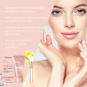 Masque de nuit enveloppante au collagène Viareline hydrate et nourrit la peau du visage.