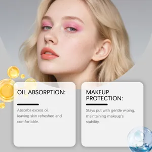 Portable oil-absorbing facial blotting sheets for fresh matte skin and makeup protection.